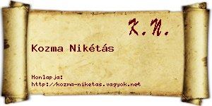 Kozma Nikétás névjegykártya