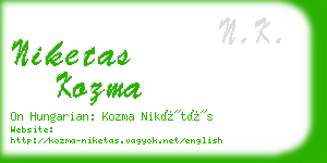 niketas kozma business card
